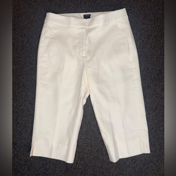 J Crew $118 Kate Ivory Flax Capri Pant Linen Blend | Sz 4P Petite - Picture 1 of 8